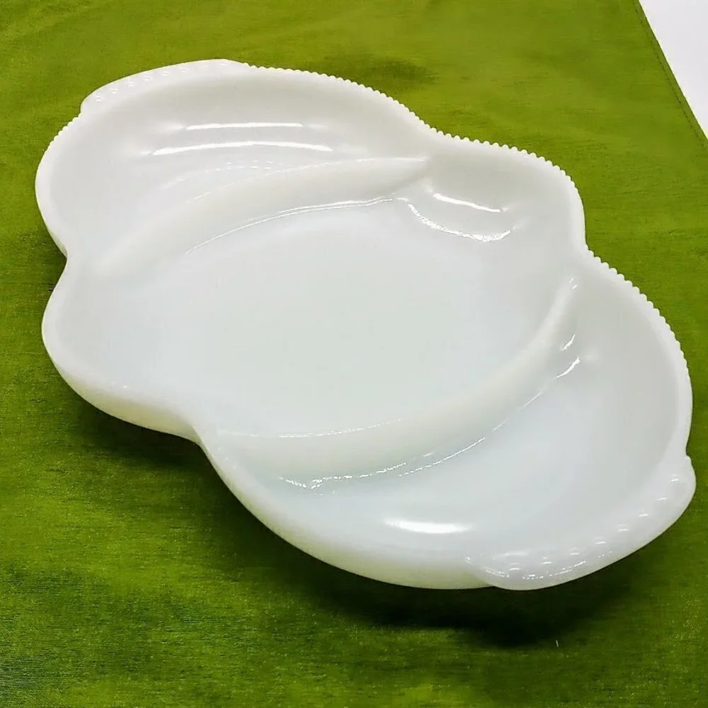 Vintage Fire King Ovenware Divided Relish Glass Serving Tray